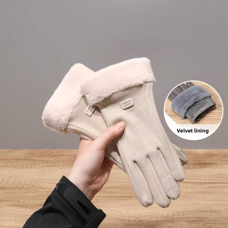 Cashmere Warm Suede Leather Plush Touch Screen Gloves DailySale
