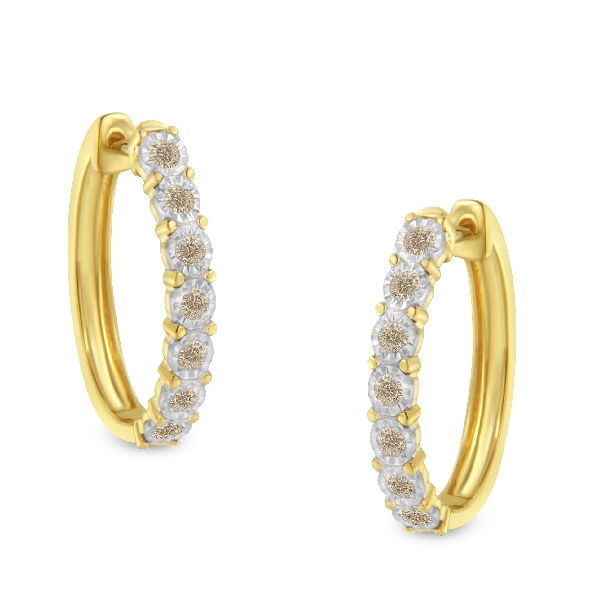 10KT Two-Toned Gold Diamond Hoop Earring (1/2 cttw, J-K Color, I2-I3 Clarity) Bids.com