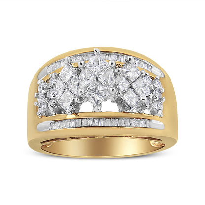 10K Yellow and White Gold 1 1/2 Cttw Pear Shaped 3 Stone Style Diamond Ring Band (H-I Color, SI1-SI2 Clarity) - Ring Size 7 Bids.com