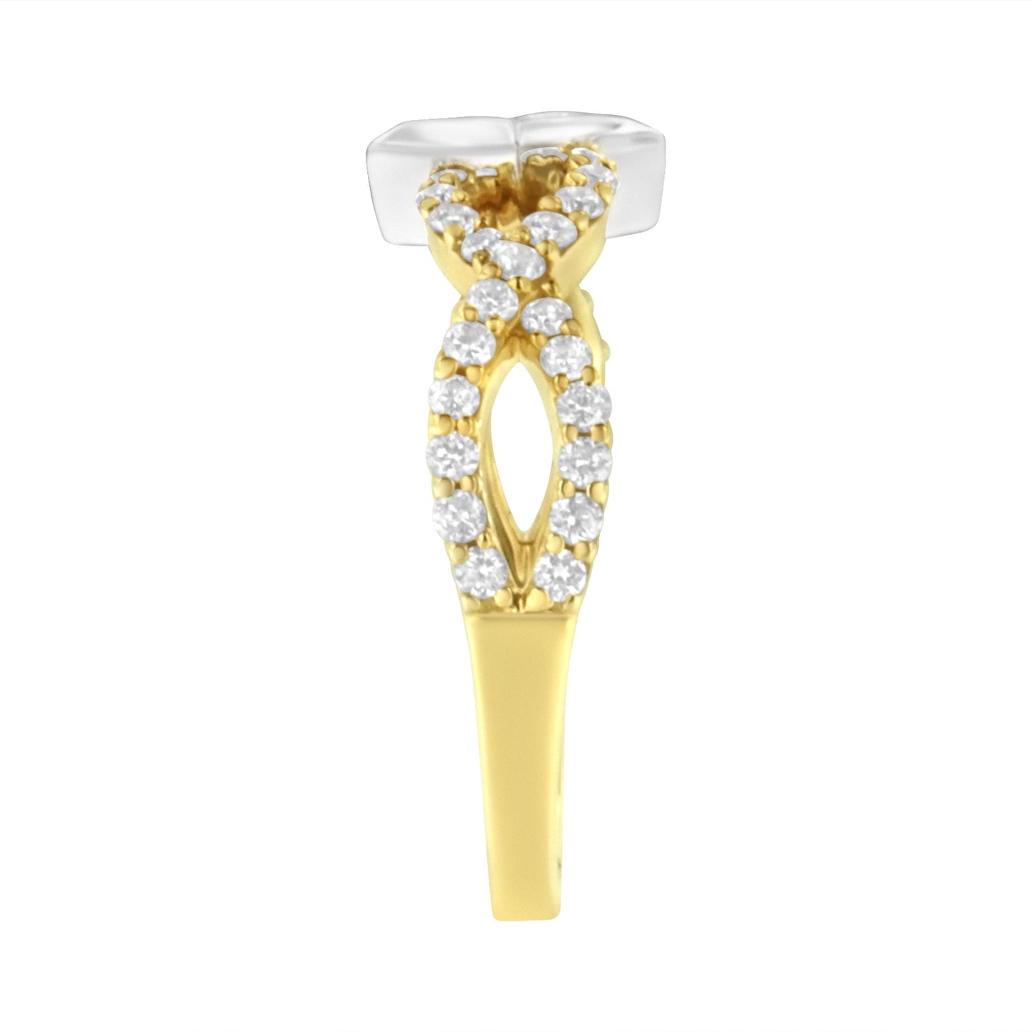 10K Two Tone Color 5/8 Cttw Diamond Kite and Twist Shank Ring (H-I Color,SI2-I1 Clarity) Bids.com