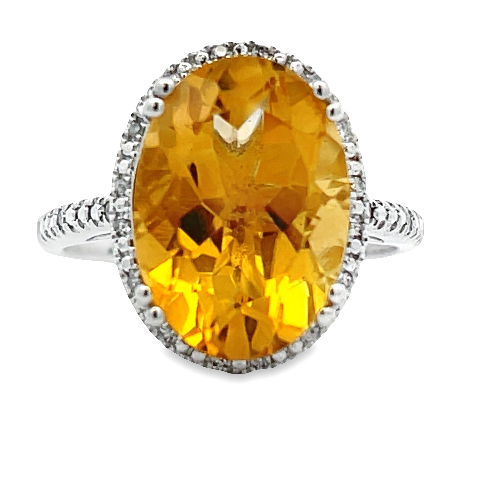 Natural 5.17ct Citrine Diamond Ring 14KT White Gold Bids.com