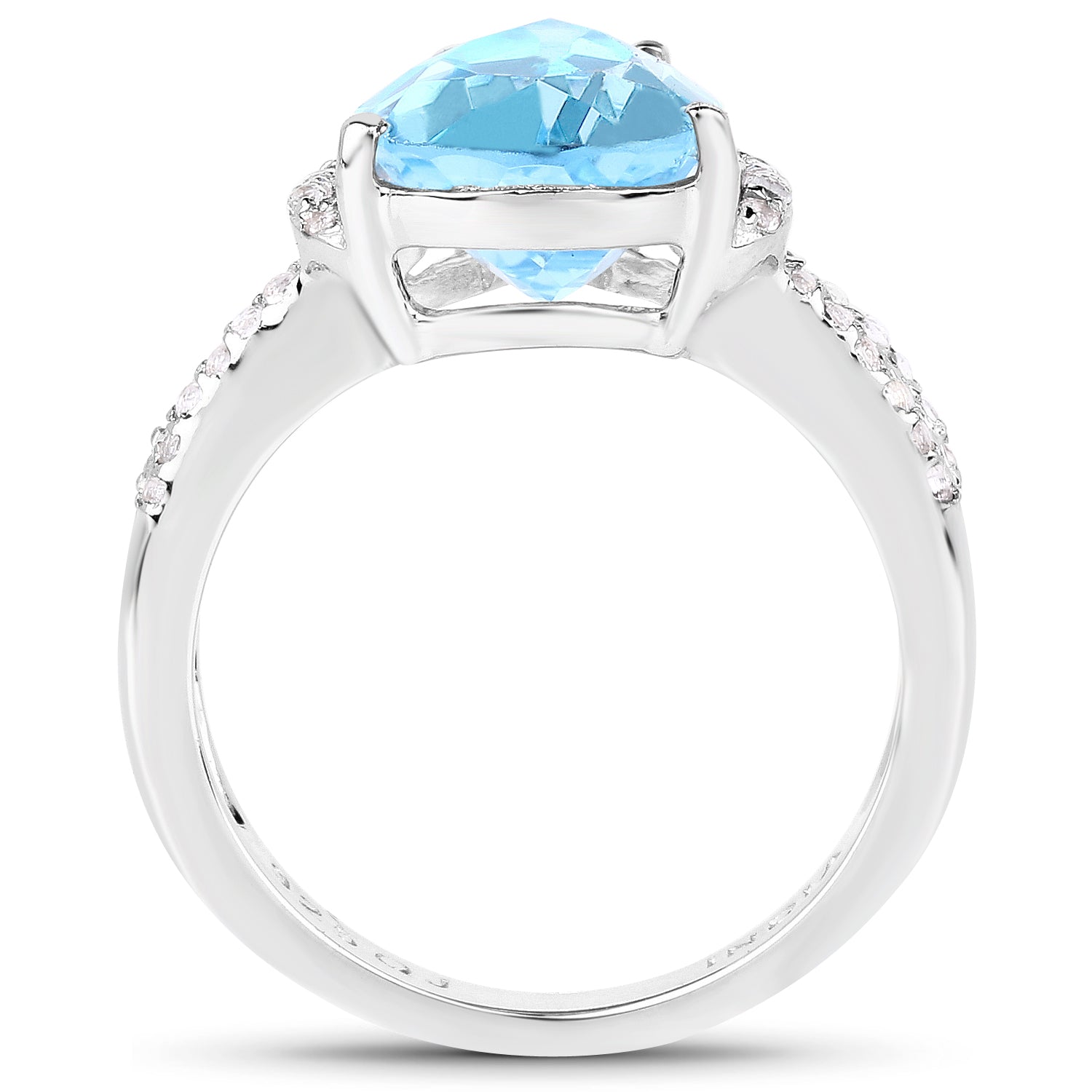 5.50 Carat Genuine Swiss Blue Topaz and White Topaz .925 Sterling Silver Ring Bids.com