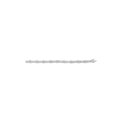 14K White Gold 2-1/2 Cttw Round-Brilliant & Baguette Cut Diamond 7" Alternating Flared Links Tennis Bracelet (H-I Color, SI1-SI2 Clarity) Bids.com