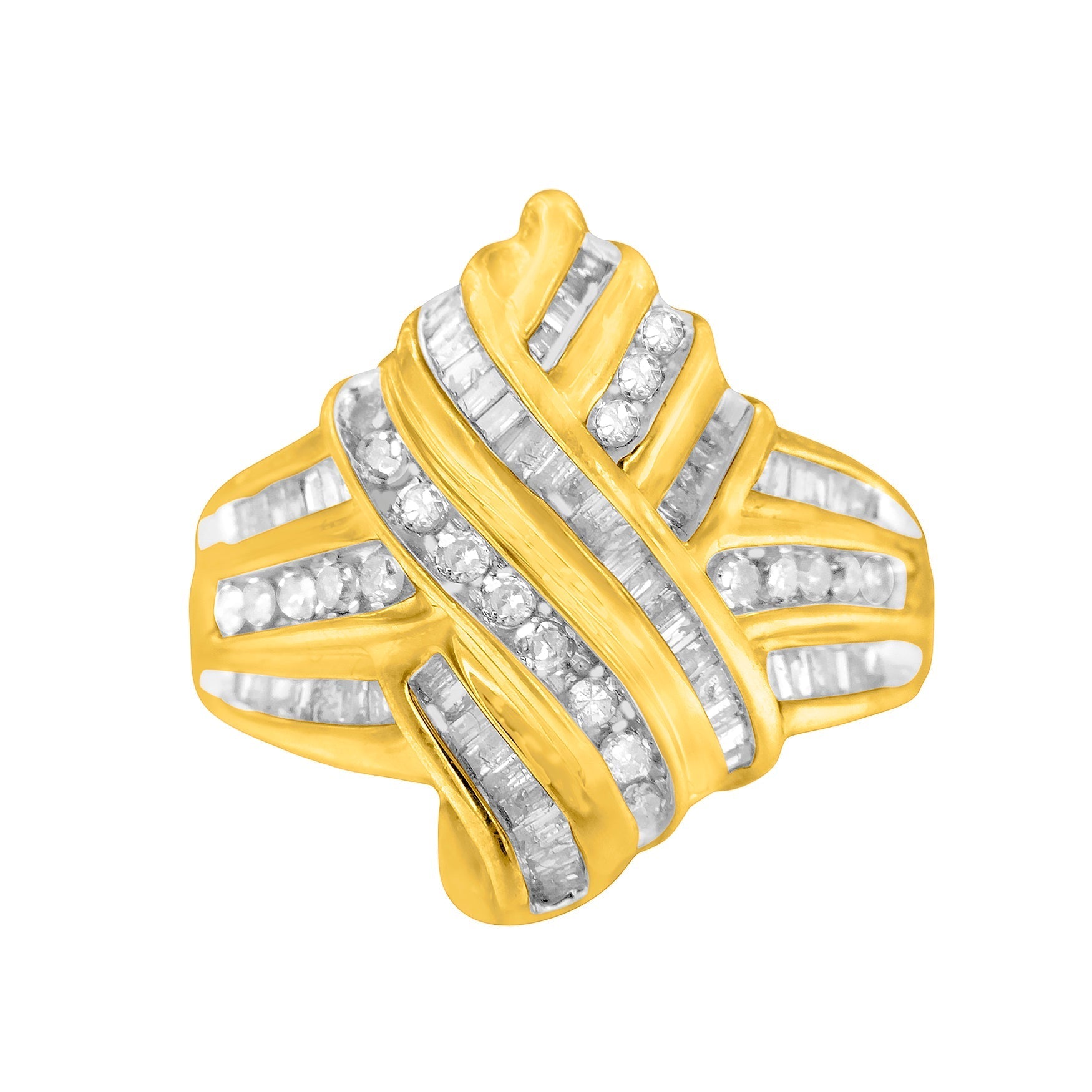 10K Yellow Gold Diamond Bypass Ring (1.0 cttw, H-I Color, I2-I3 Clarity) Bids.com