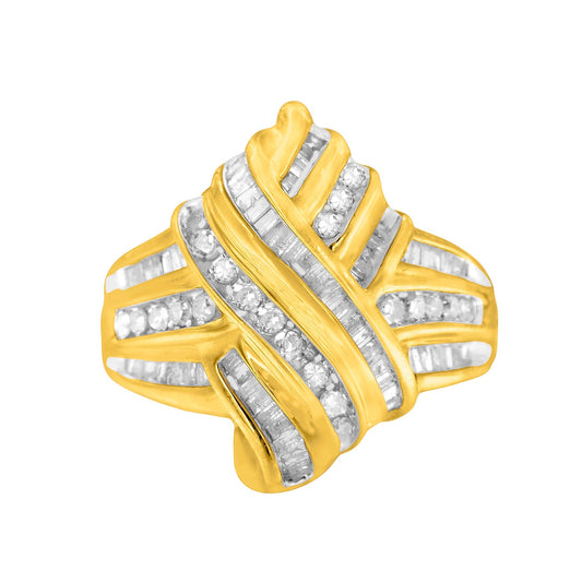 10K Yellow Gold Diamond Bypass Ring (1.0 cttw, H-I Color, I2-I3 Clarity) Bids.com