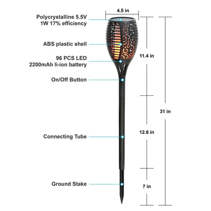96 LEDs Solar Flame Torch Light DailySale