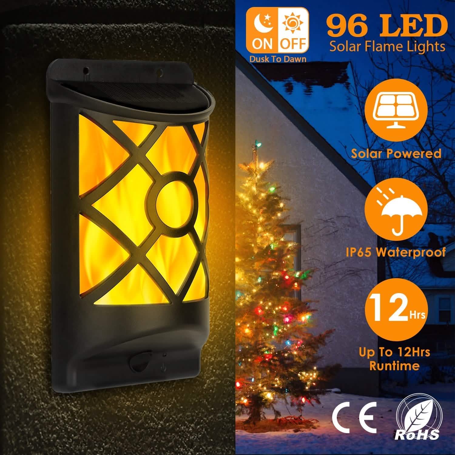 96 LEDs Waterproof Flame Solar Lights Outdoor DailySale