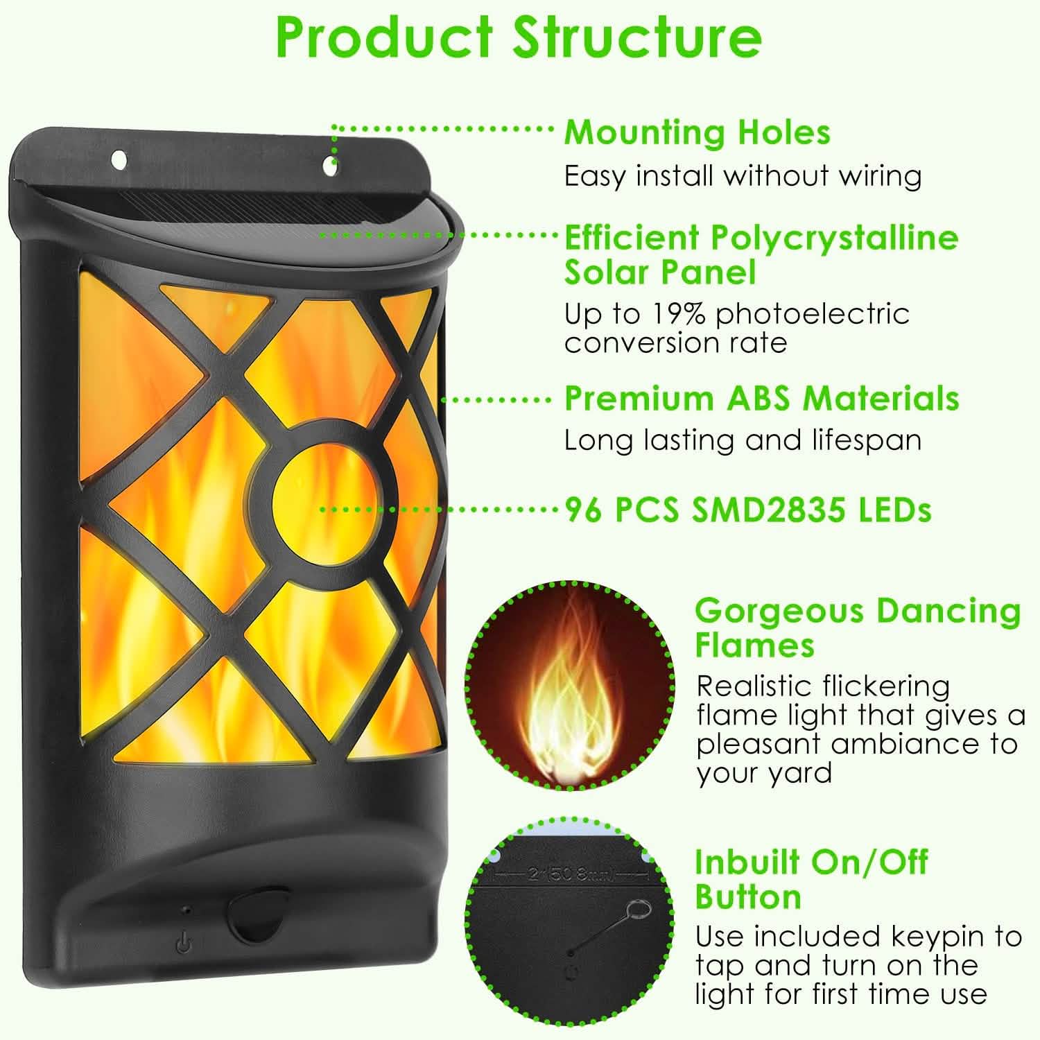96 LEDs Waterproof Flame Solar Lights Outdoor DailySale