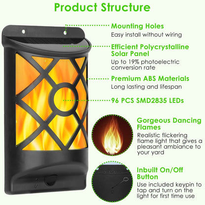 96 LEDs Waterproof Flame Solar Lights Outdoor DailySale