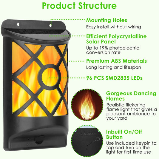 96 LEDs Waterproof Flame Solar Lights Outdoor DailySale