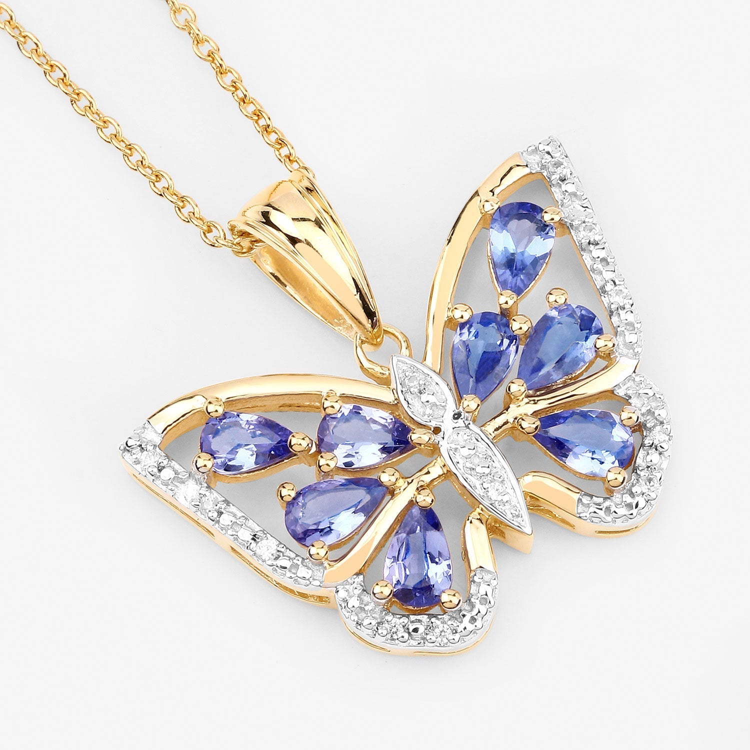 1.75 Carat Genuine Tanzanite and White Zircon .925 Sterling Silver Pendant Bids.com