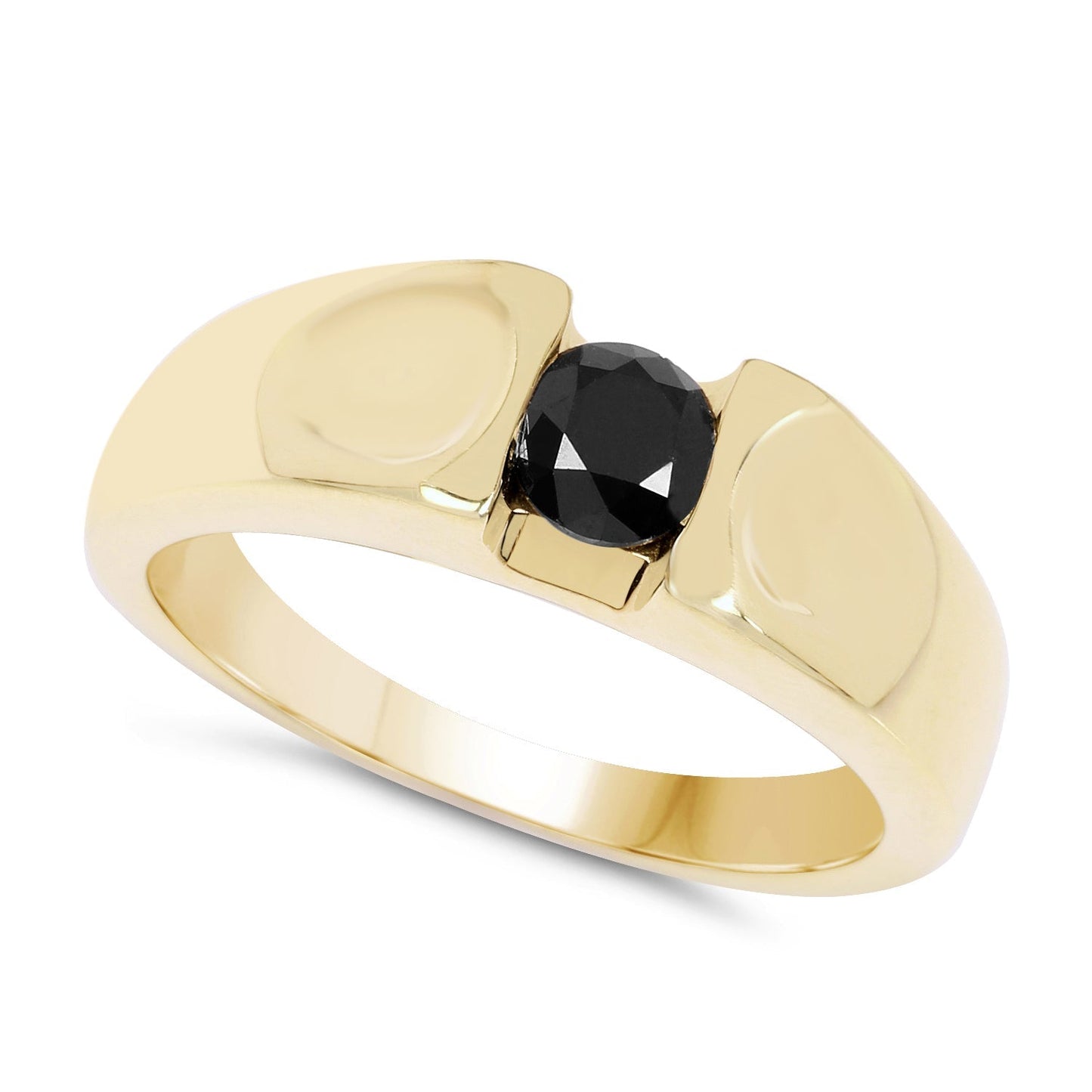 14K Yellow Gold Plated 0.25 Carat Genuine Black Diamond .925 Sterling Silver Ring Bids.com