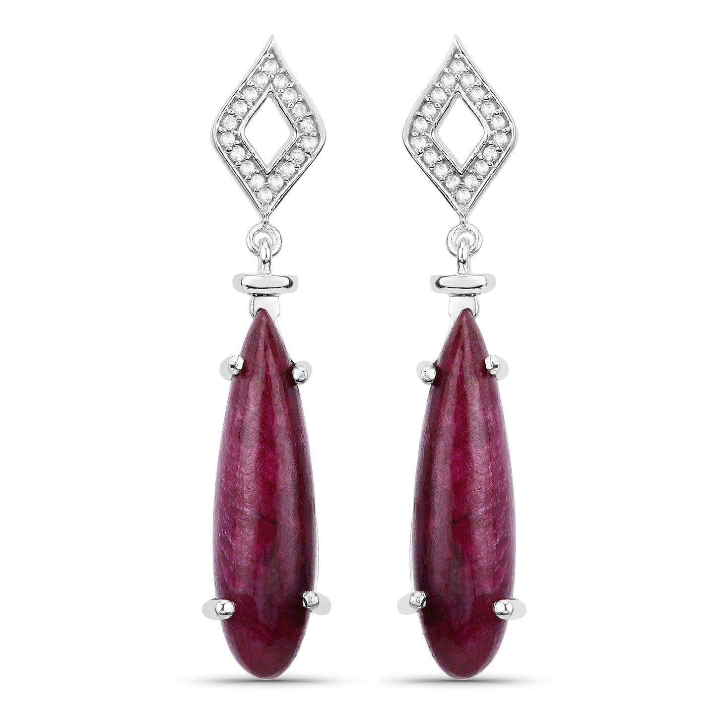 23.25 Carat Dyed Ruby and White Topaz .925 Sterling Silver Earrings Bids.com