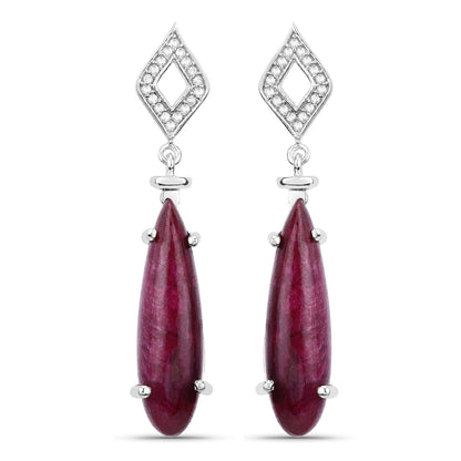 23.25 Carat Dyed Ruby and White Topaz .925 Sterling Silver Earrings Bids.com