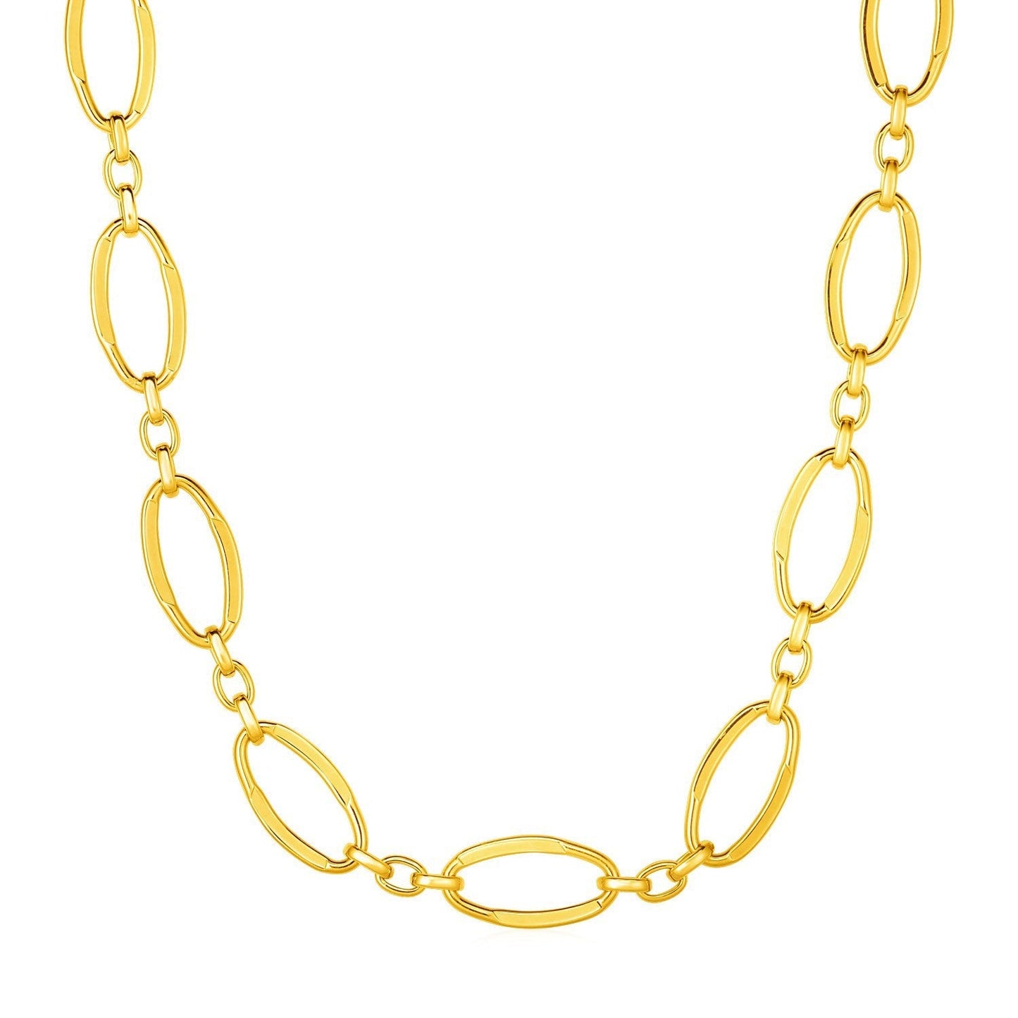 14k Yellow Gold Necklace with Polished Oval Links Bids.com