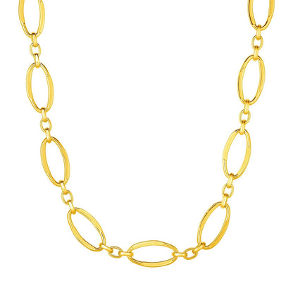14k Yellow Gold Necklace with Polished Oval Links Bids.com