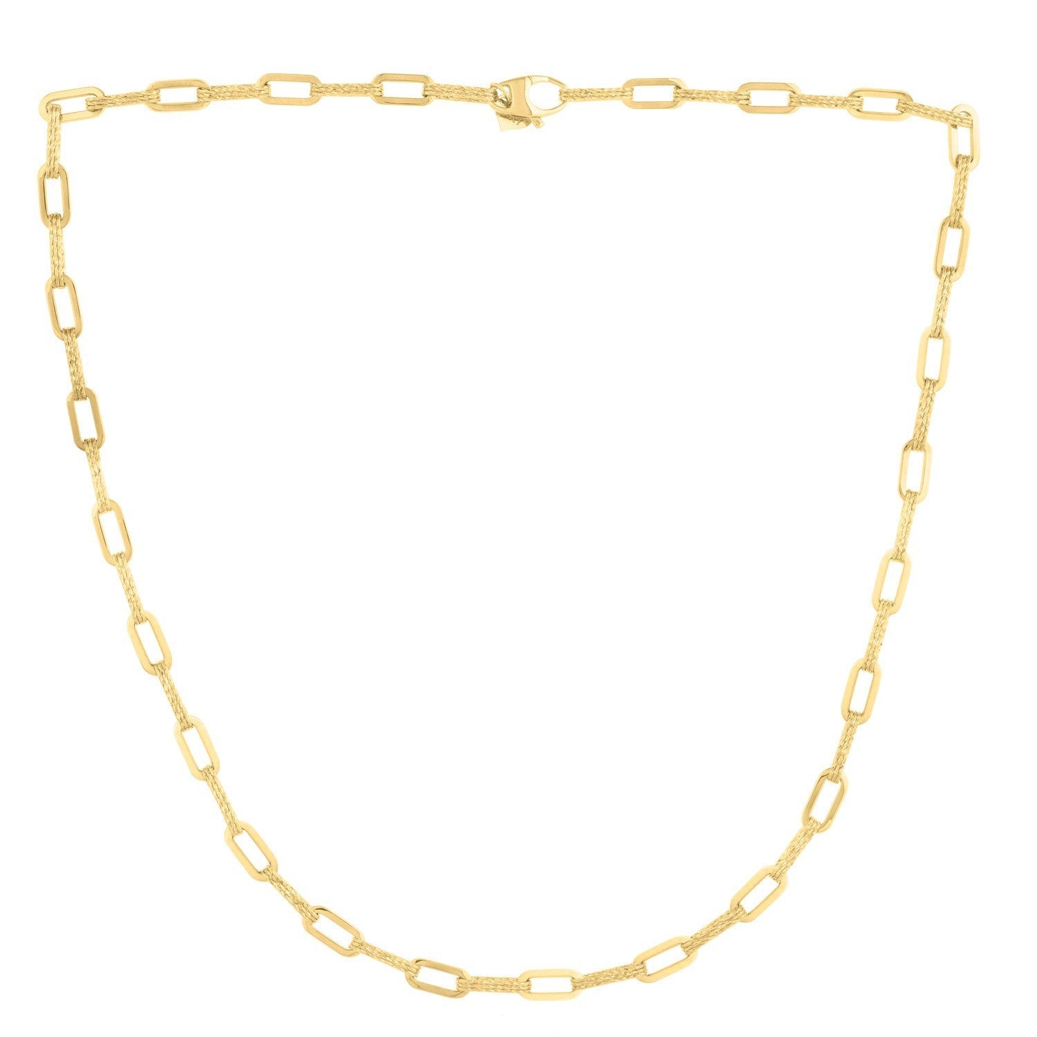 14k Yellow Gold Diamante Paperclip Chain Necklace (4.00 mm) Bids.com