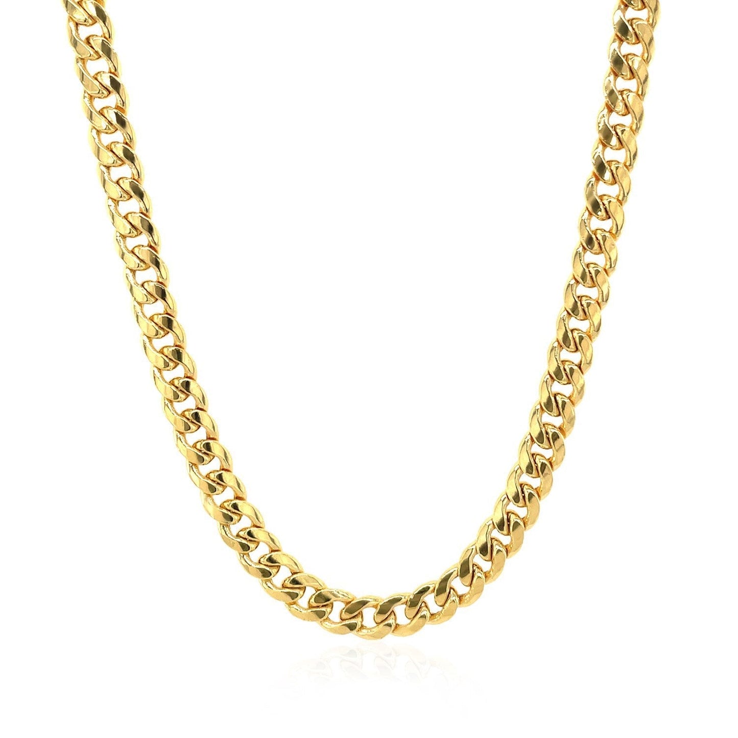 4.5mm 14k Yellow Gold Miami Cuban Semi Solid Chain Bids.com