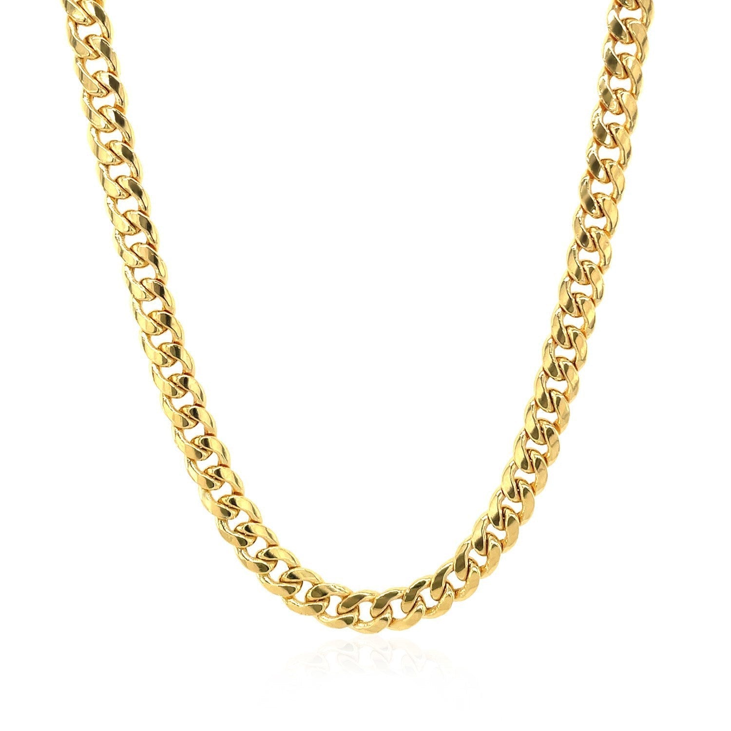 4.5mm 14k Yellow Gold Miami Cuban Semi Solid Chain Bids.com