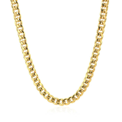 4.5mm 14k Yellow Gold Miami Cuban Semi Solid Chain Bids.com