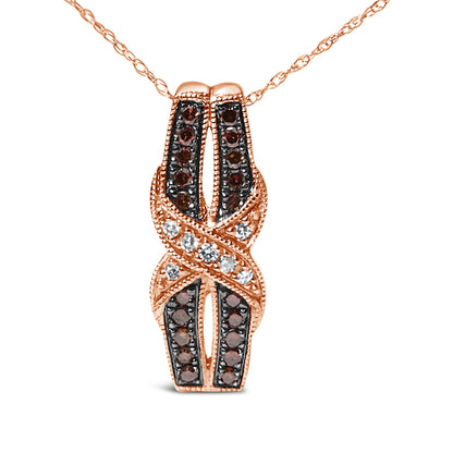 10K Rose Gold 1/4 Cttw White and Chocolate Brown Diamond Infinity Twist Pendant Necklace (I-J Color, I1-I2 Clarity) Bids.com
