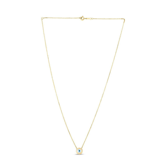 14k Yellow Gold MOP Evil Eye Necklace Bids.com
