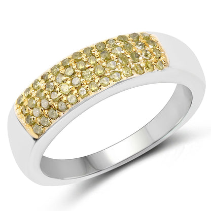 0.22 Carat Genuine Yellow Diamond .925 Sterling Silver Ring Bids.com