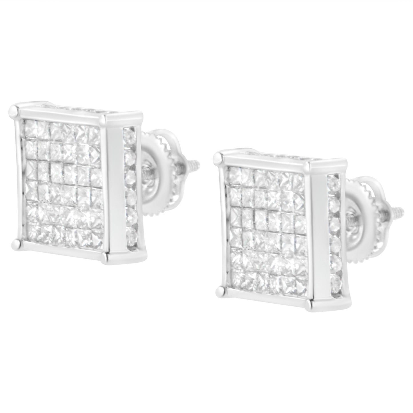 10K White Gold 2ct TDW Princess-Cut Composite Diamond Stud Earring (I-J ,I2-I3) Bids.com