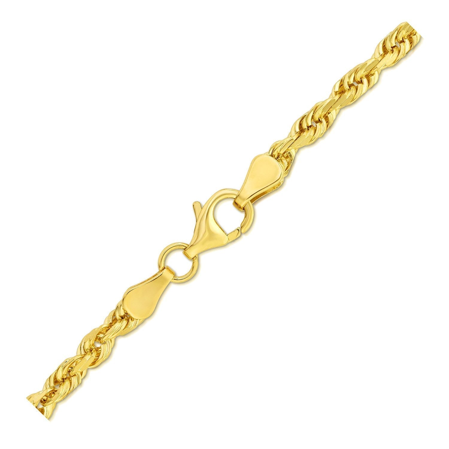 4.0mm 10k Yellow Gold Solid Diamond Cut Rope Bracelet Bids.com