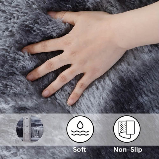 Light Gray Shaggy Area Rug – Soft Plush Indoor Carpet DailySale