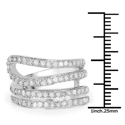 0.83 Carat Genuine White Diamond .925 Sterling Silver Ring Bids.com