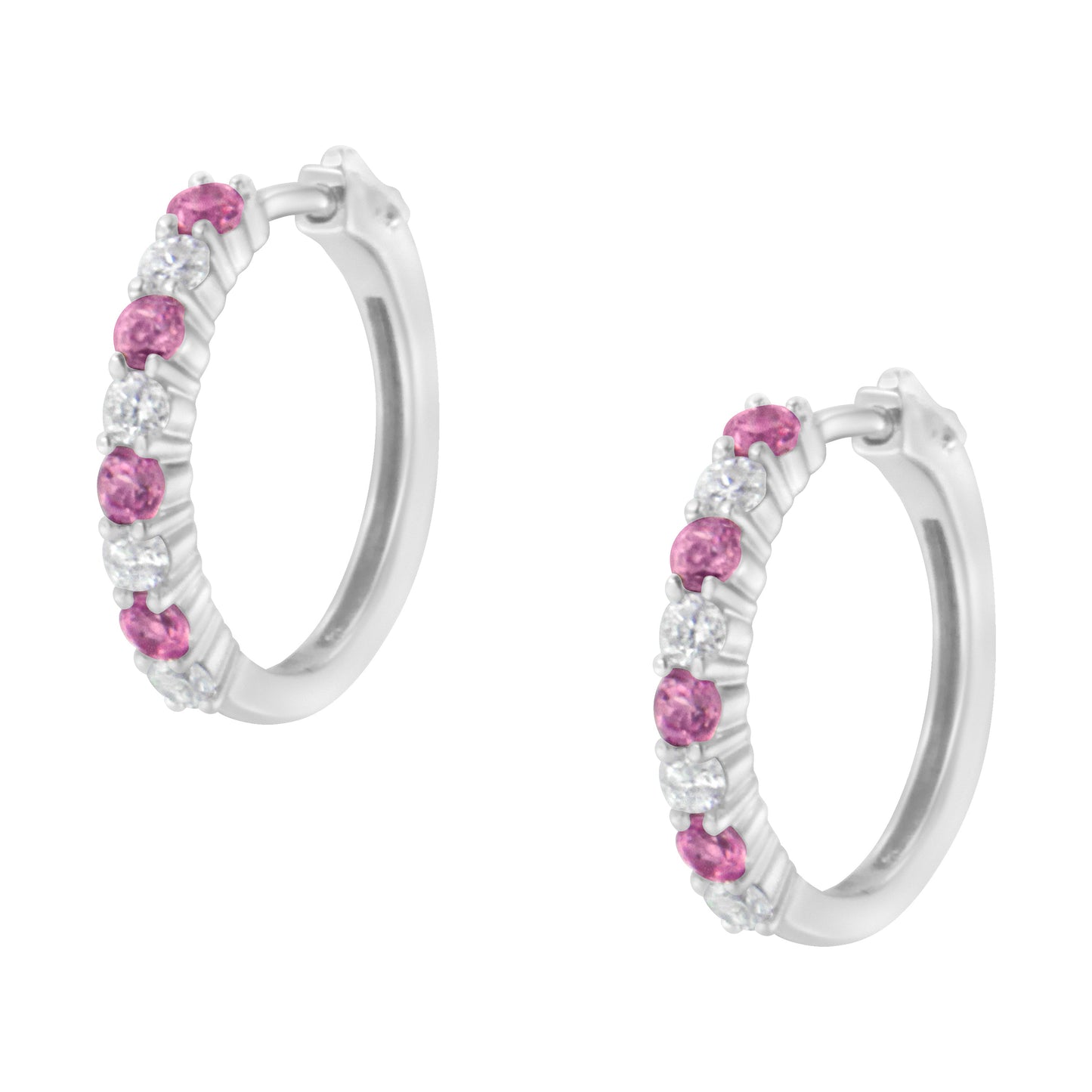 10K White Gold, Â½ Cttw Diamond, & Â½ Cttw Lab-Grown Blue Sapphire Leverback Hoop Earrings (H-I Color, I1-I2 Clarity) Bids.com