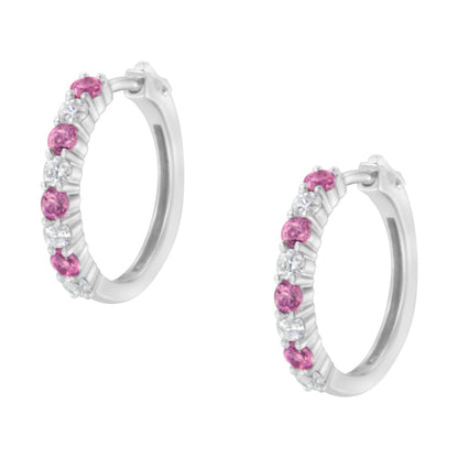 10K White Gold, Â½ Cttw Diamond, & Â½ Cttw Lab-Grown Blue Sapphire Leverback Hoop Earrings (H-I Color, I1-I2 Clarity) Bids.com