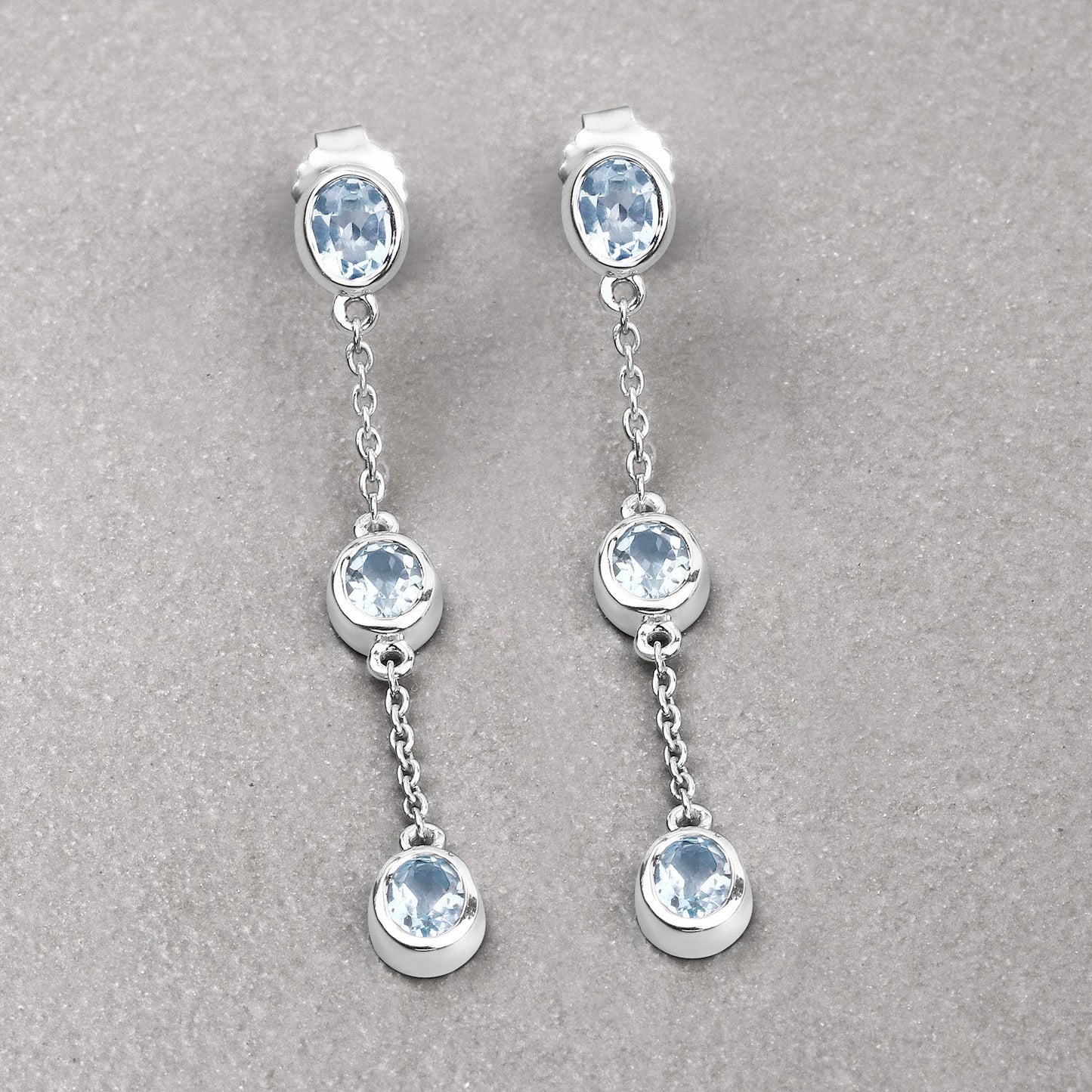 2.16 Carat Genuine Blue Topaz .925 Sterling Silver Earrings Bids.com