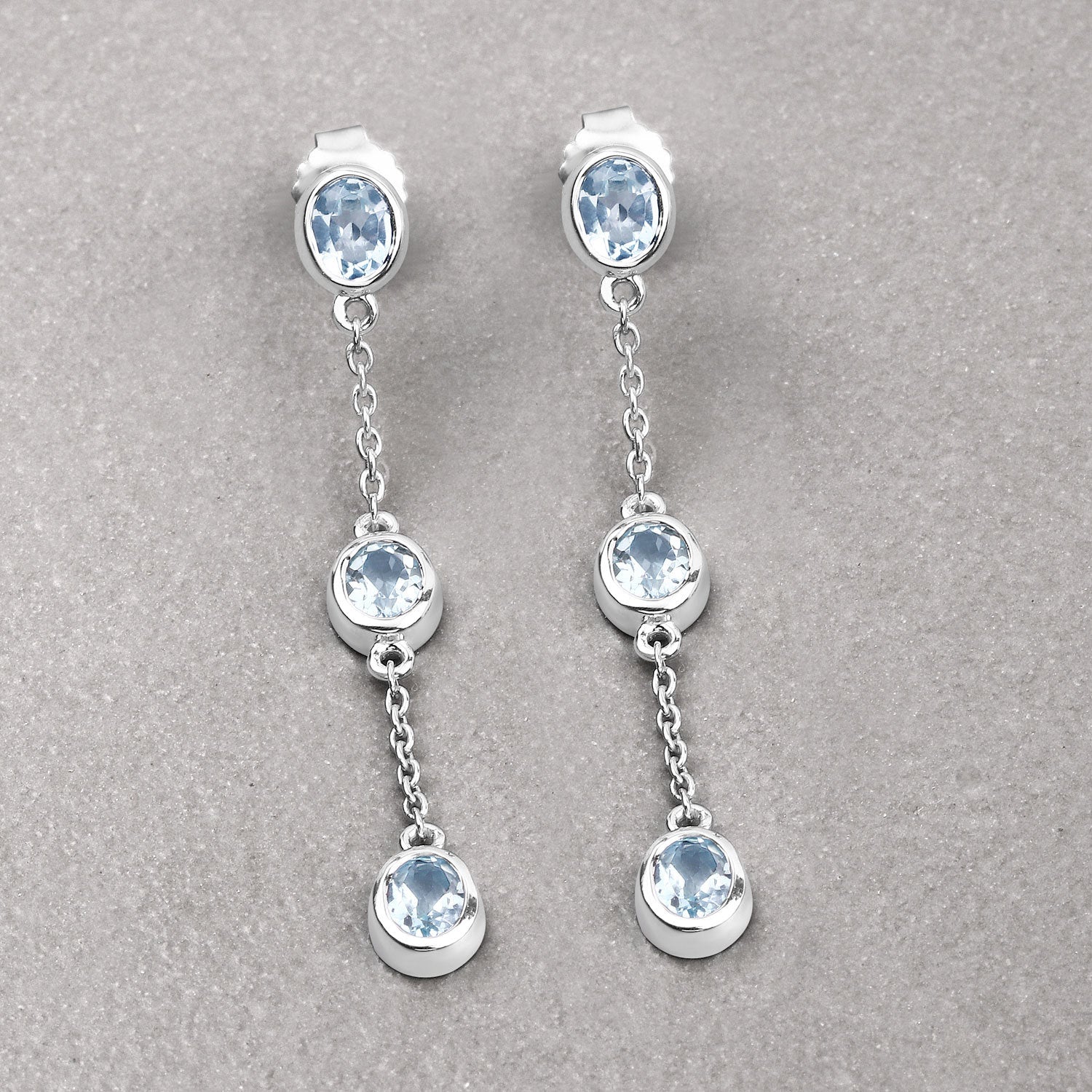 2.16 Carat Genuine Blue Topaz .925 Sterling Silver Earrings Bids.com
