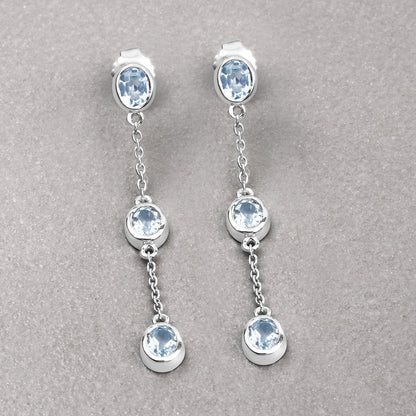 2.16 Carat Genuine Blue Topaz .925 Sterling Silver Earrings Bids.com