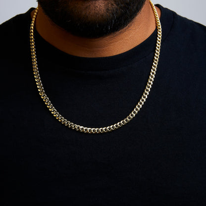 Semi-Solid 14K Yellow Gold 6.1mm Classic Miami Cuban Chain Necklace - 22 Inches Bids.com