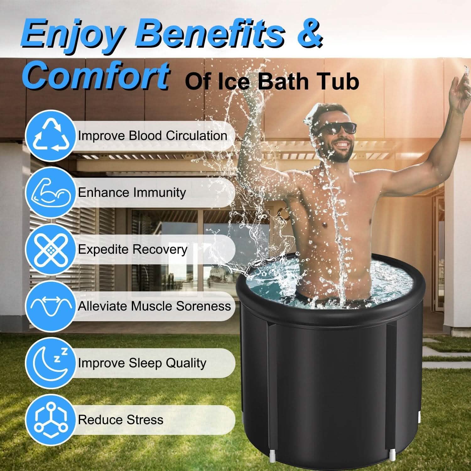 97 Gal Large Size Ice Bath Tub with Cover DailySale