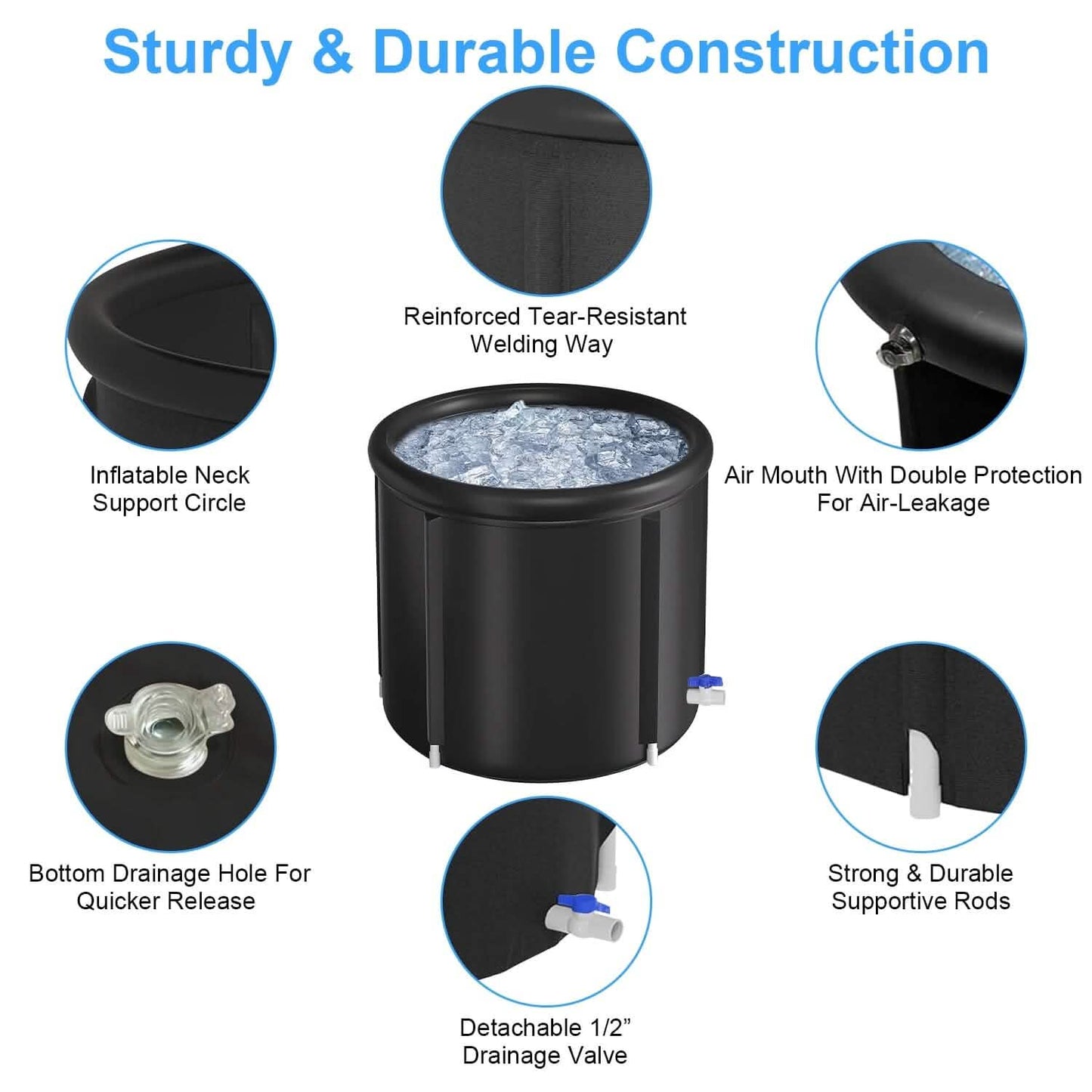 97 Gal Large Size Ice Bath Tub with Cover DailySale
