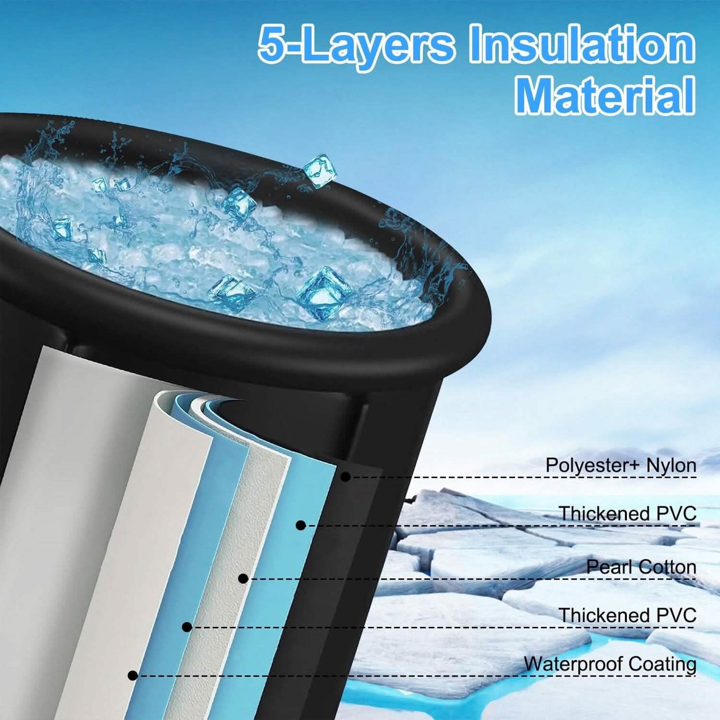 97 Gal Large Size Ice Bath Tub with Cover DailySale