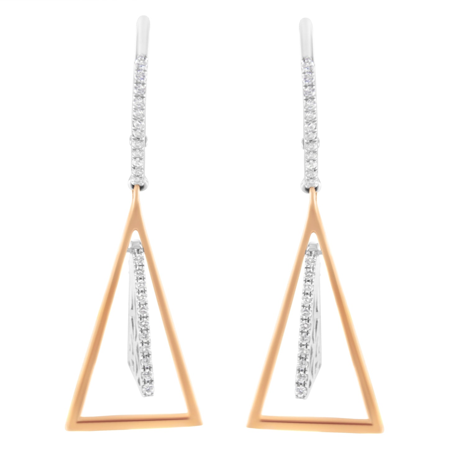 14K Rose and White Gold 3/8 Cttw Diamond Windchime Drop and Dangle Earring (G-H Color, SI1-SI2 Clarity) Bids.com