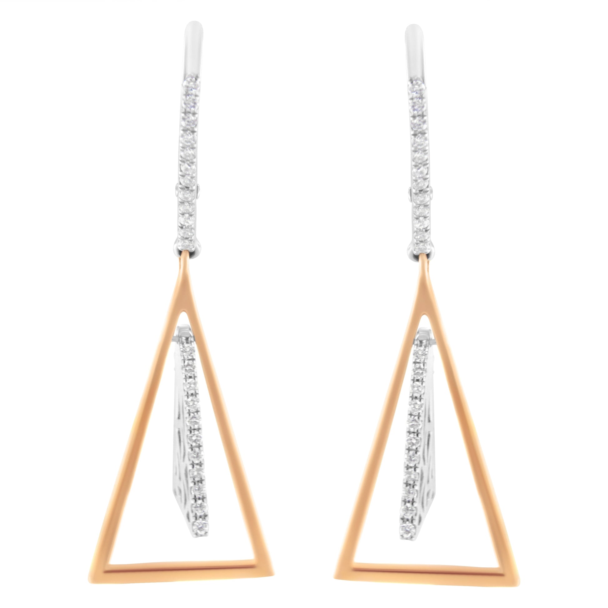 14K Rose and White Gold 3/8 Cttw Diamond Windchime Drop and Dangle Earring (G-H Color, SI1-SI2 Clarity) Bids.com