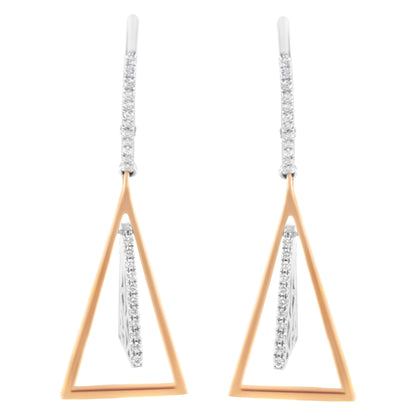 14K Rose and White Gold 3/8 Cttw Diamond Windchime Drop and Dangle Earring (G-H Color, SI1-SI2 Clarity) Bids.com