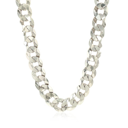 Rhodium Plated 9.5mm Sterling Silver Curb Style Chain Bids.com