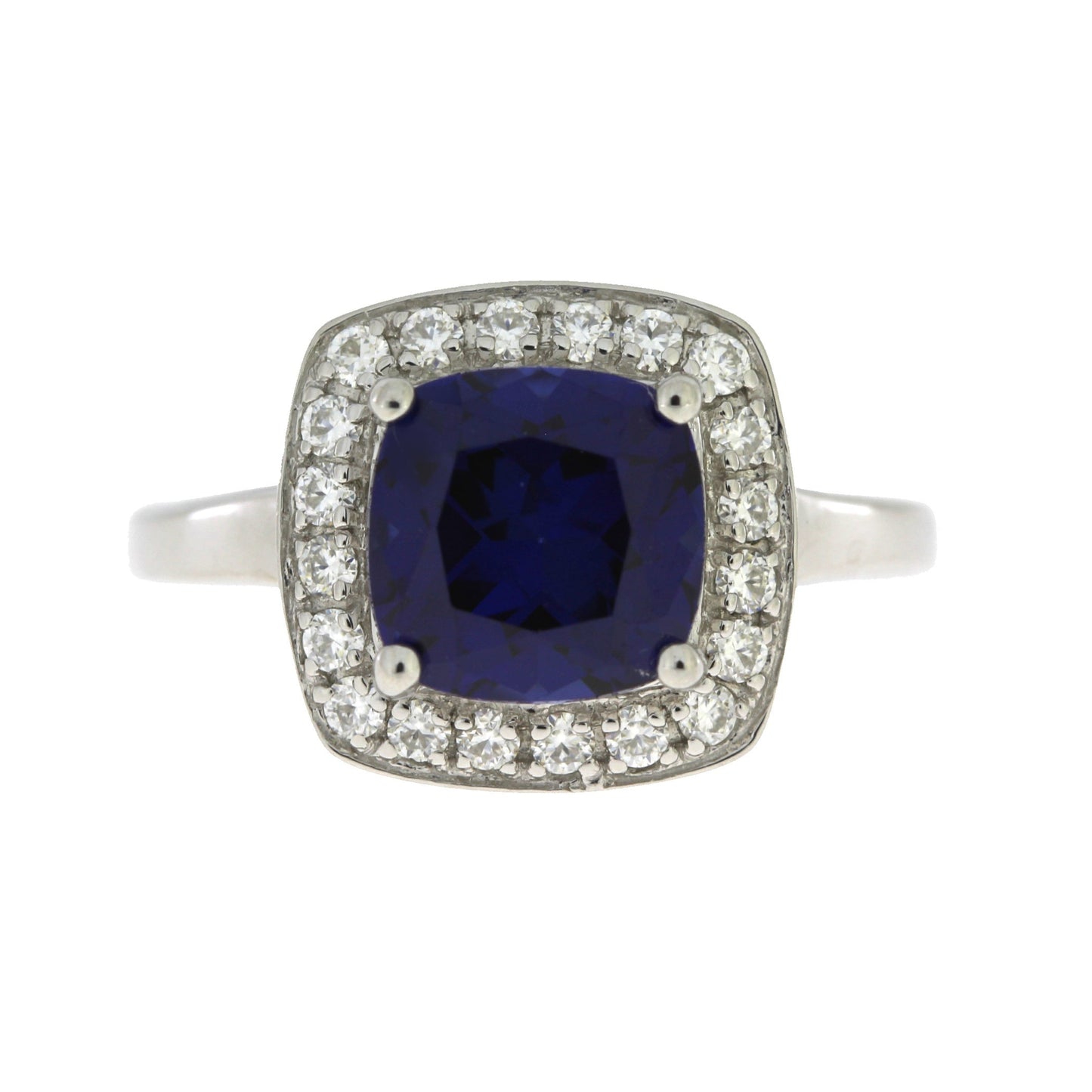 Created Sapphire Moissanite Ring Sterling Silver Bids.com