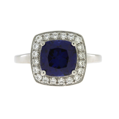Created Sapphire Moissanite Ring Sterling Silver Bids.com