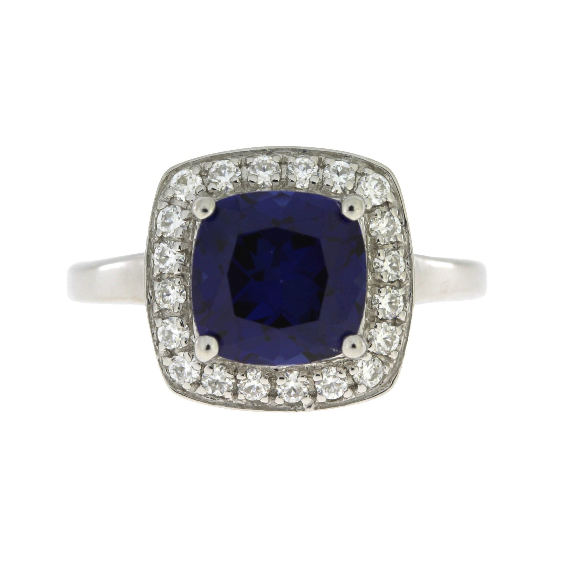 Created Sapphire Moissanite Ring Sterling Silver Bids.com