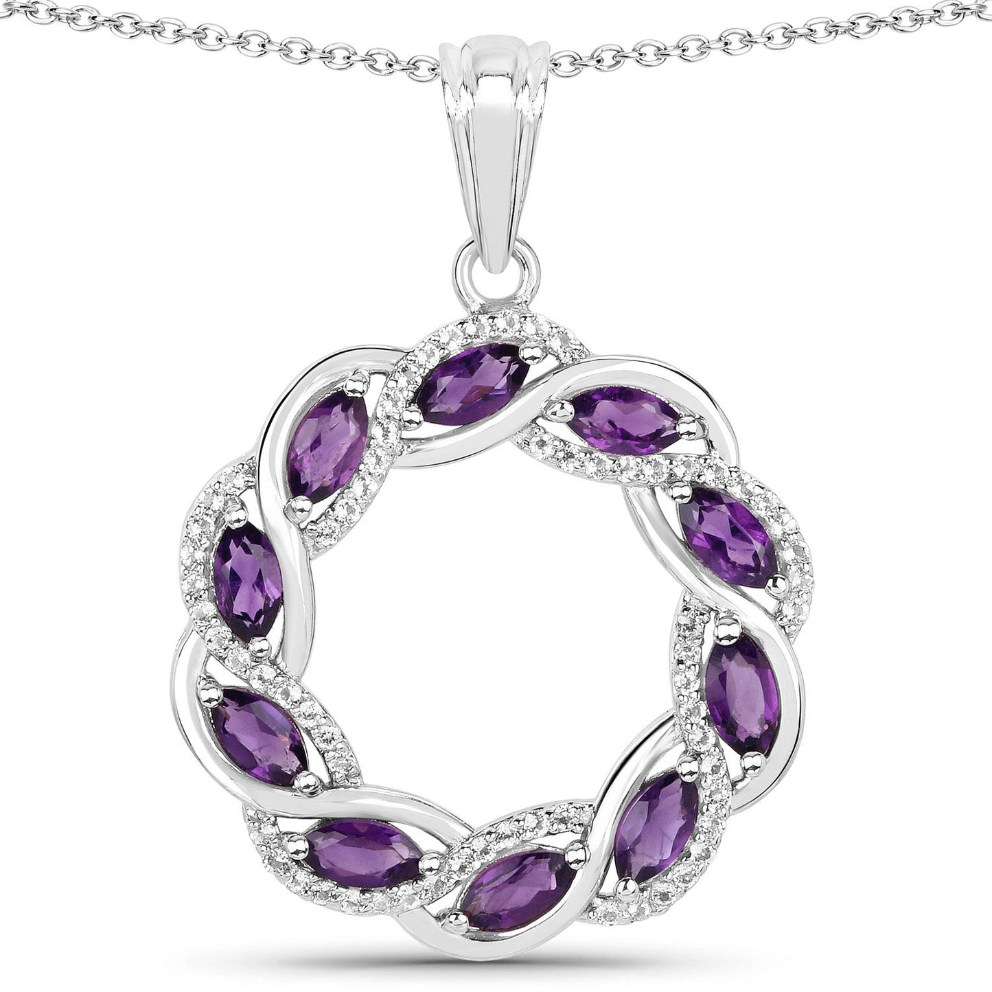 1.83 Carat Genuine Amethyst and White Topaz .925 Sterling Silver Pendant Bids.com