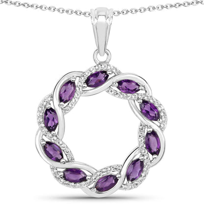 1.83 Carat Genuine Amethyst and White Topaz .925 Sterling Silver Pendant Bids.com