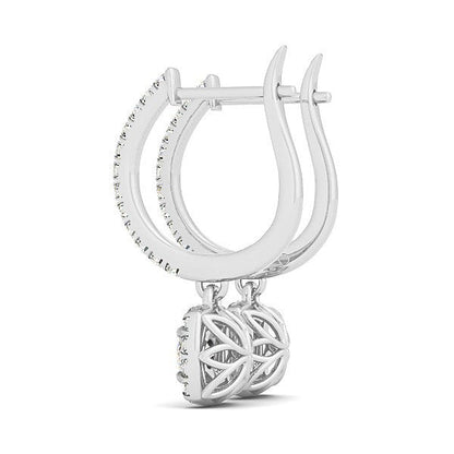 Cushion Shape Halo Style Diamond Drop Earrings in 14k White Gold (1/2 cttw) Bids.com